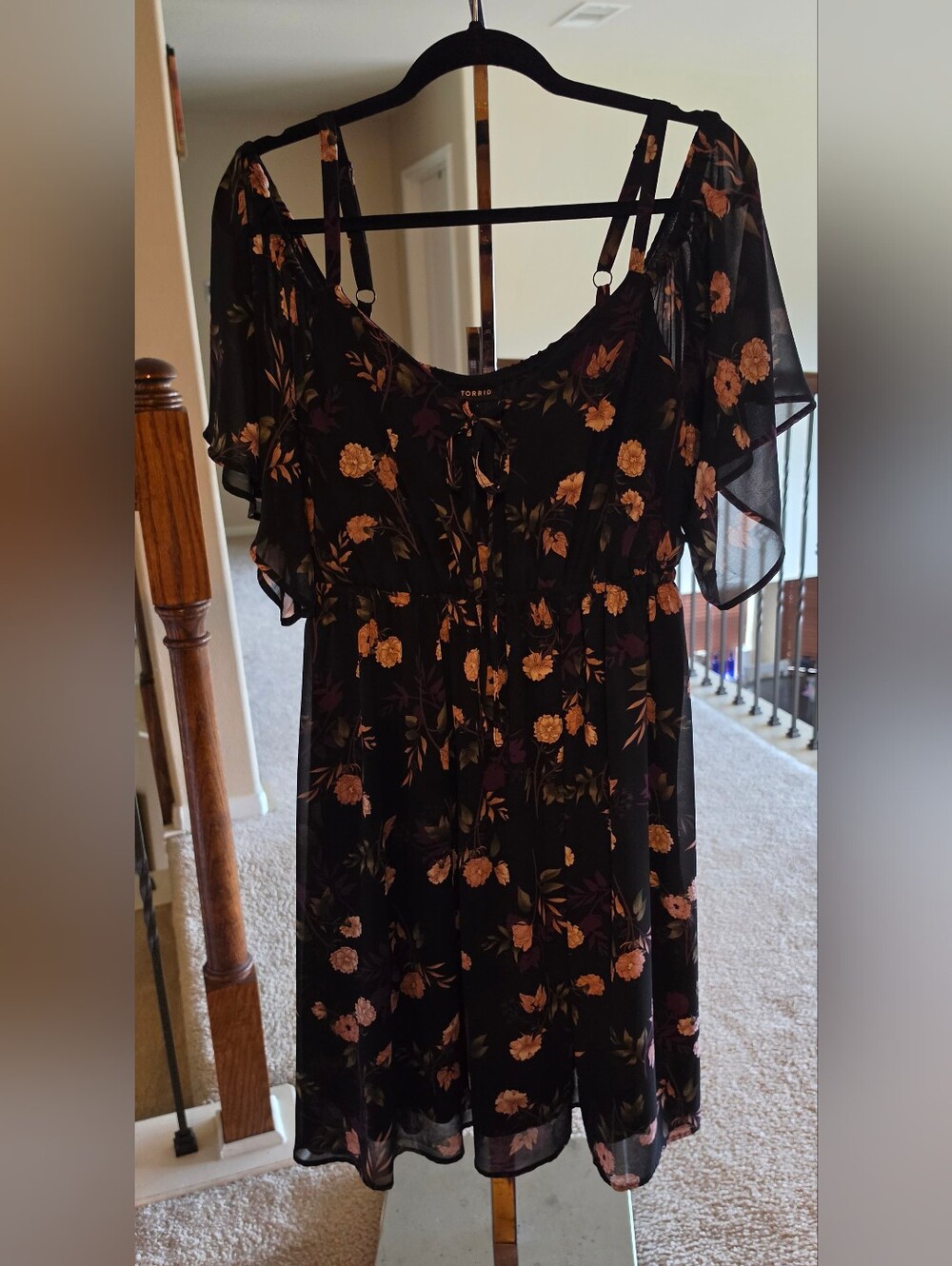 Torrid Black Floral Cold-Shoulder Dress Sz XL Retail $64